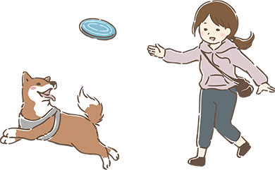 犬と飼い主のイラスト,遊ぶ様子